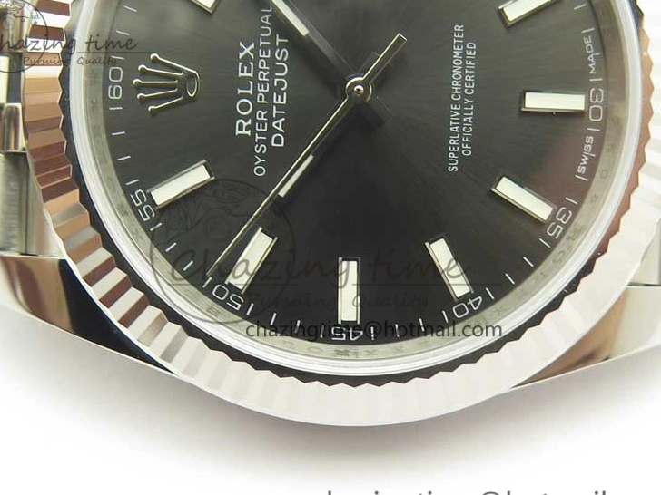 MiroTime 0114 DateJust 41 126334 SS REF 1:1 Best Edition Gray Dial Stick Markers on Jubilee Bracelet A3235 Clone V OdorResistant 3382